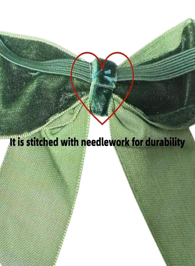 Meseey 24 Pcs 10 Inch Elastic Christmas Bow for Gift Wrapping Stretch Loops with Pre Tied Velvet Bows for Christmas Boxes Wrapping Party Wedding Decor(Dark Green) - Image 3